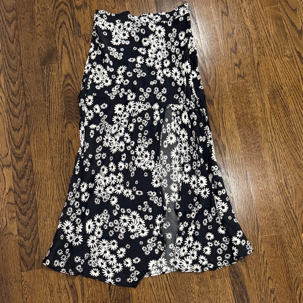 Bershka Black and White Floral Maxi Skirt